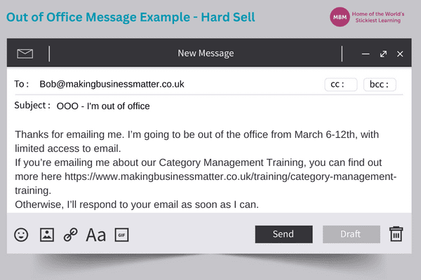 Email message for hard sell
