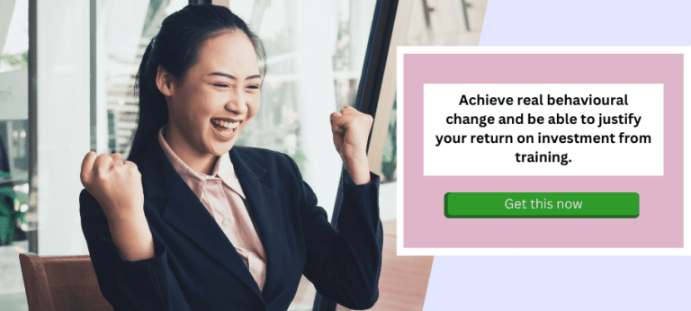 CTA banner with happy successful businesswoman and green button
