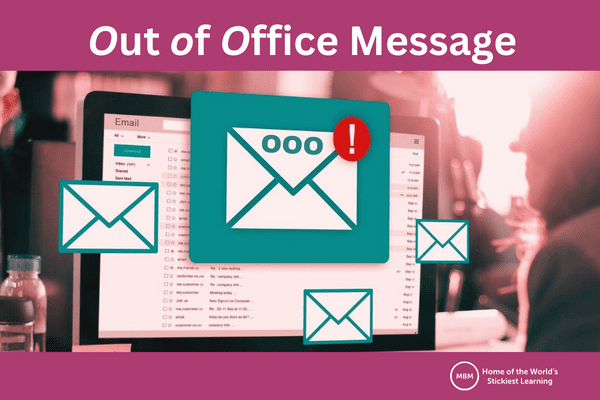 Out of Office message with new email alert on a laptop screen