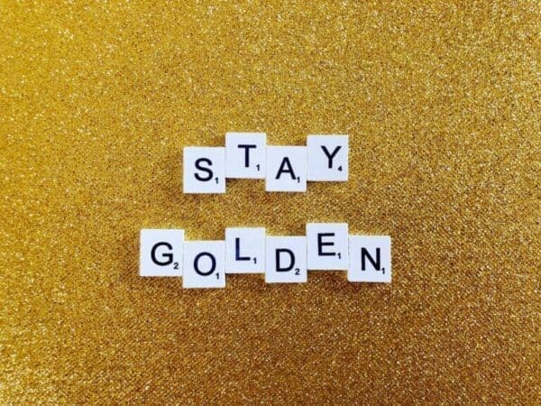 Stay golden on sparkly gold surface