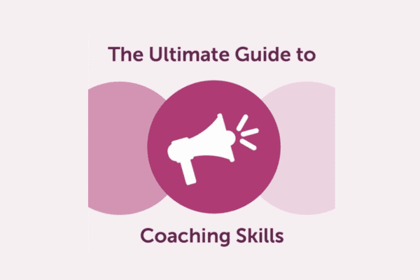 MBM banner for coaching skills ultimate guide with a white speaker icon