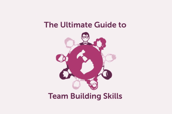 Team Building Skills Ultimate Guides banner with people icons around a hammer icon