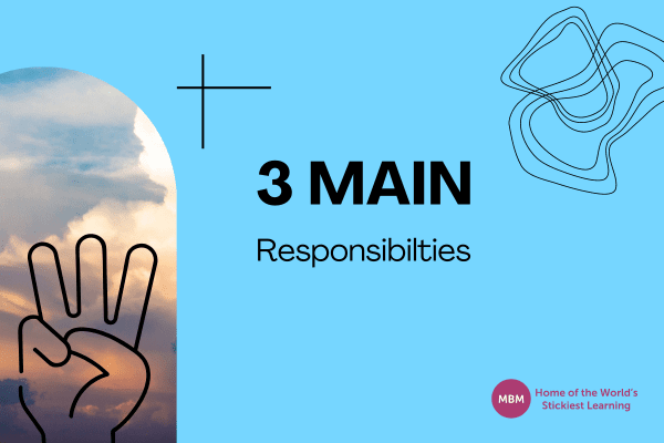 3 main responsibilities blog post image on blue background