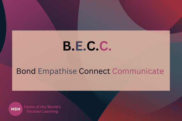 BECC acronym for bond, empathise, connect and communicate