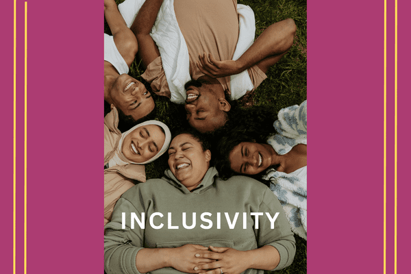 INCLUSIVITY blog post image with happy diverse people 