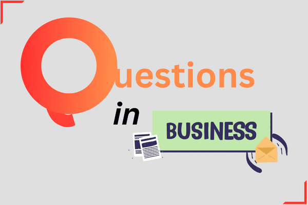 Questions in business with email and document icons