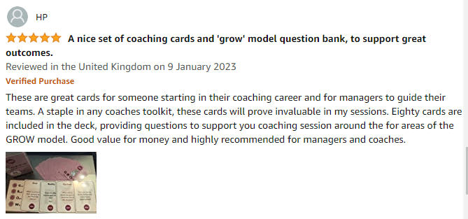 Grow coaching card amazon review testimonial with cards image