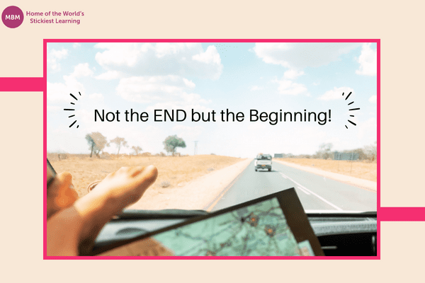 Not the end but the beginning blog post image with road behind windscreen