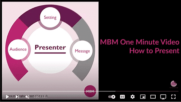 Links to One minute YouTube video on how to present from MBM for good presentations 