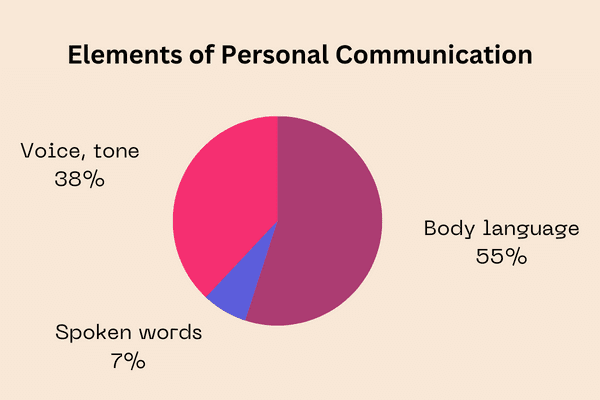 Purple and pink pie chart showing elements of personal communication