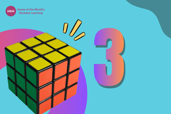 rubiks cube next to number three for decision making