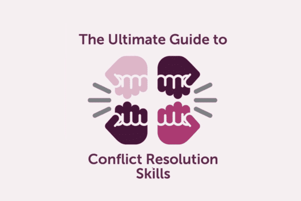 MBM banner for conflict resolution ultimate guide with purple fist icons