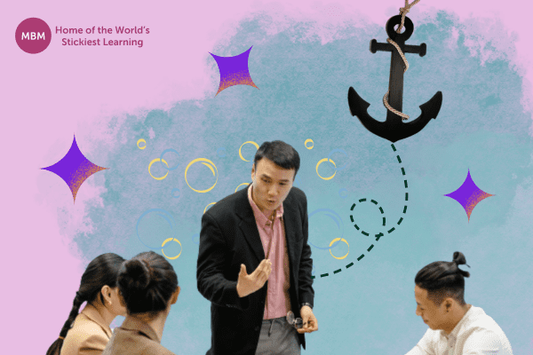 NLP Anchor connected to businessman presenting to employees