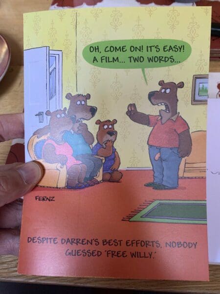 Funny adult birthday gift card with cartoon bears