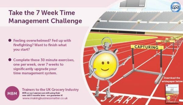 Take the 7 Week Time Management Challenge image banner with smiling stopwatch
