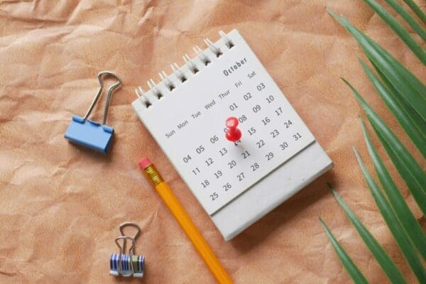 red tack on calendar date for deadline