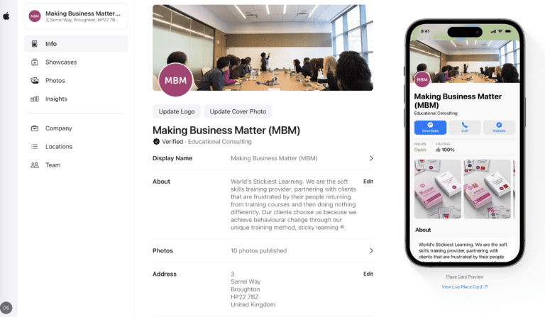 Making Business Matter Apple Maps details page