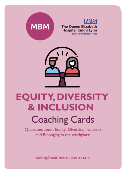 EDI Coaching Card Image with female and male balance icon