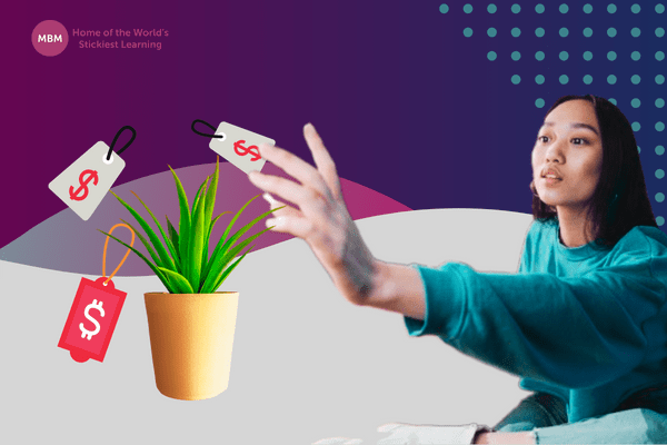 Woman reaching to buy plant item after successful Consultative Selling