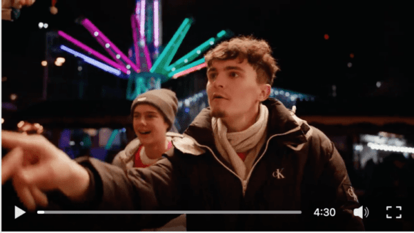 Screenshot from the Sam Teale Christmas advert 