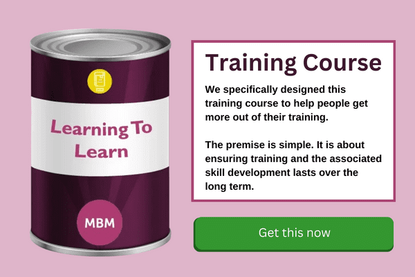 Learning to Learn Training Course banner with green button and course can
