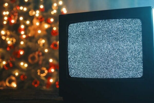 Vintage Television on Christmas background