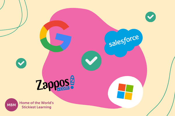 Logos for Google, Salesforce, Zappos, and Microsoft