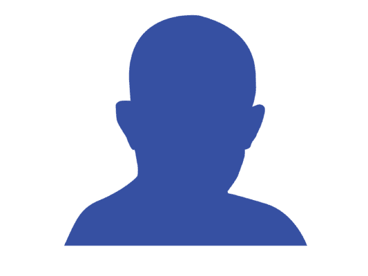 Blue solid icon of a man on a white background
