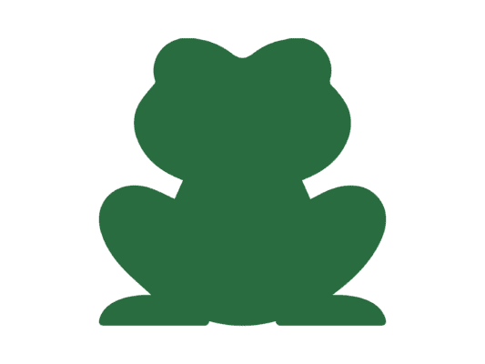 Solid green frog icon on a white background