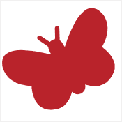 Red butterfly icon that represents the cabbage butterfly technique